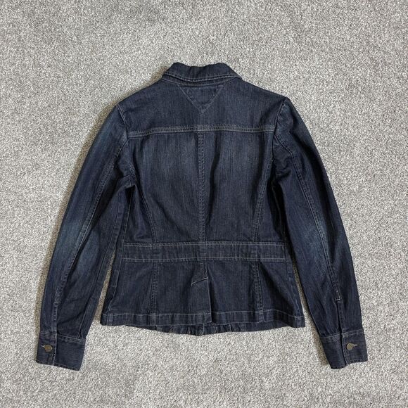 Tommy Hilfiger Jacket Womens Small Blue Denim Button Front Utility Pockets - Picture 2 of 16